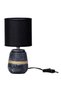 Ceramic Table Lamp, Black-White, Black Shade, 26 cm, E14 Socket