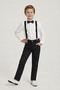 Boy's Suit Long Sleeve White Shirt Black Pants White Suspender Bow Tie 29 October 23 April