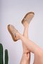 Aura Model Genuine Leather Beige Fastened with Trop Detail, Thick Sole Women's Slippers - 4