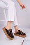 Aura Model Genuine Leather Brown Fastened with Trop Detail, Buckle, Thick Sole Women's Slippers - 5