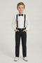 Boy's Suit Long Sleeve White Shirt Black Pants White Suspender Bow Tie 29 October 23 April - 3