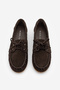 Women's Oval Toe Genuine Leather Lace-Up Moccasin Drawstring Loafer Casual Shoes Rudez Brown Suede - 7