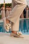 Beige Ribbon Detailed Women's Ballerinas 572485 Z - 2