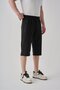 Black Men's Summer Capri Pants with Zipper Pocket, Comfortable Fit, Adjustable Elastic Waist, Embroidery Detail - 5