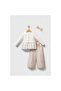Girl's Beige Summer Three-Piece Set 2-5 Years Old Cotton Cardigan Pants Combination - 4