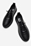 Rubber-Soled Women's Casual Shoes; Black Leather - 5