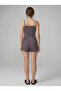 Women's Navy Blue-Multi Threaded Strap Shorts Pajama Set with Elastic Waistband Nj95 - 3