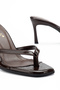 Women's Bitter Brown Crinkled Patent Leather Flip-Flop Heeled Sandals - 4