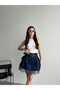 Lace Detailed Belted Denim Skirt - 4