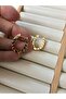Oval Ring Gold Steel Earrings with Chain - 2