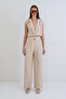 Cream Sofia Linen Vest and Wrap-Cut High-Waist Zippered Trousers Set Alc-X15300 - 2