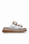 Women's White Comfortable Fit High Sole Buckle Slippers - 5