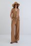 Dark Beige Lacing Detailed Woven Vest and Double Pocket Palazzo Trousers Set Alc-X15376 - 2