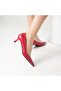 Li̇na Red Real Leather 5 cm Heeled Pointed Toe Women's Shoes - 3