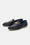 Lervin Genuine Leather Women's Shoes with Gold Accessory Detail - Black