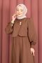 Bolerolu Gold Buttoned Dress Set Brown - 2