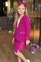 Girl's Sequined and Pocket Detailed Shawl Collar Jacket and Asymmetrical Cut Purple Sequined Skirt Set - 5