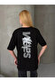 Palm Tree Print Back Print Detail Oversize Women's T-Shirt – Black - 2