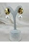 Gold Detailed Pearl Dangle Earrings