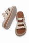 Women's Beige Comfortable Fit High Sole Slippers - 2