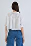 White Single Pocket Flared Linen Crop Shirt Alc-X15373 - 6