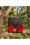 Art Glow Red Rose Earrings |   Flora D'Arte Handmade Gold Detailed Red Rose Polymer Clay Earrings - 3