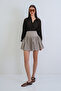 Beige Hidden Zipper Corseted Linen Mini Skirt Alc-X15380 - 5
