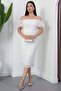 Square Neck Balloon Sleeve Beaded Lace Dress Bal168