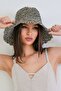 Black Straw Knitted Bucket Summer Hat Alc-X15390