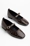 Women's Bitter Brown Patent Leather Ballerinas with Buckle