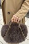 Women's Brown Luxury Plush Shoulder Bag with Gold Chain Detail - 4