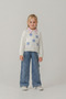 Girl's Floral Embroidered White Sweater and Jean Pants 4-7 Years Old Holiday Outfit Combination