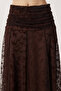 Velvet Patterned Gathered Tulle Skirt Lnt0023 Brown - 5