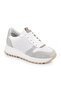 L086.919 White Gray Genuine Printed Suede Leather Lightweight Eva Sole Women's Sneaker