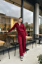 Women's College Jacket Ribbed Knit Trousers Two-Piece Set - 2