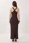 Thick Strap Slit Knitted Dress Lmc0092 Brown - 6