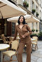 Women's College Jacket Ribbed Knit Trousers Two-Piece Set - 4