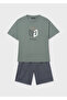 Boy's T-Shirt and Shorts Set Green 6690 - 4