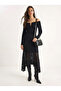 Women's Black Asymmetrical Cut Lined Lycra Lace Skirt 7200 60283931 - 3