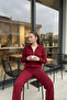 Women's College Jacket Ribbed Knit Trousers Two-Piece Set - 3