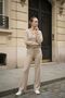 Women's College Jacket Ribbed Knit Trousers Two-Piece Set