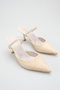 Carpi Women's Straw Heeled Ballerina Shoes – 5 cm Heel, Casual and Office Chic 1116