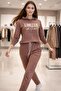 Sequin Embroidery Lettering Women's Tracksuit Set - 3