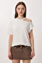 Cut Out Detailed Viscose Blouse Lrn0004 Ecru - 4