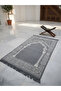 My Evilla Seccade Lightweight Foldable Washable Prayer Mat with Stylish Motifs, Dowry Box and Gift, Gray 4