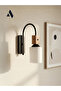 Altira Wooden Decorated Wall Sconce – Rustic Modern Style, with Opal and Honey Glass
