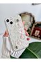 Pink Flower Design Flexible Silicone Case with Holder, Compatible with iPhone 15 - 14 and 13 - 2