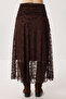 Velvet Patterned Gathered Tulle Skirt Lnt0023 Brown - 6