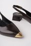 Chance Gold Toe Detailed Pointed Toe Open Back Women's Low Heel Shoes - 6