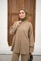 Women's Washed Detail Elastic Waist Piped Cuff Shirt Suit Mink - 8
